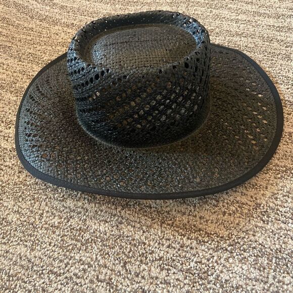Anthropologie x Wyeth Black Van Palma Boater Hat Woven Straw - Picture 5 of 11